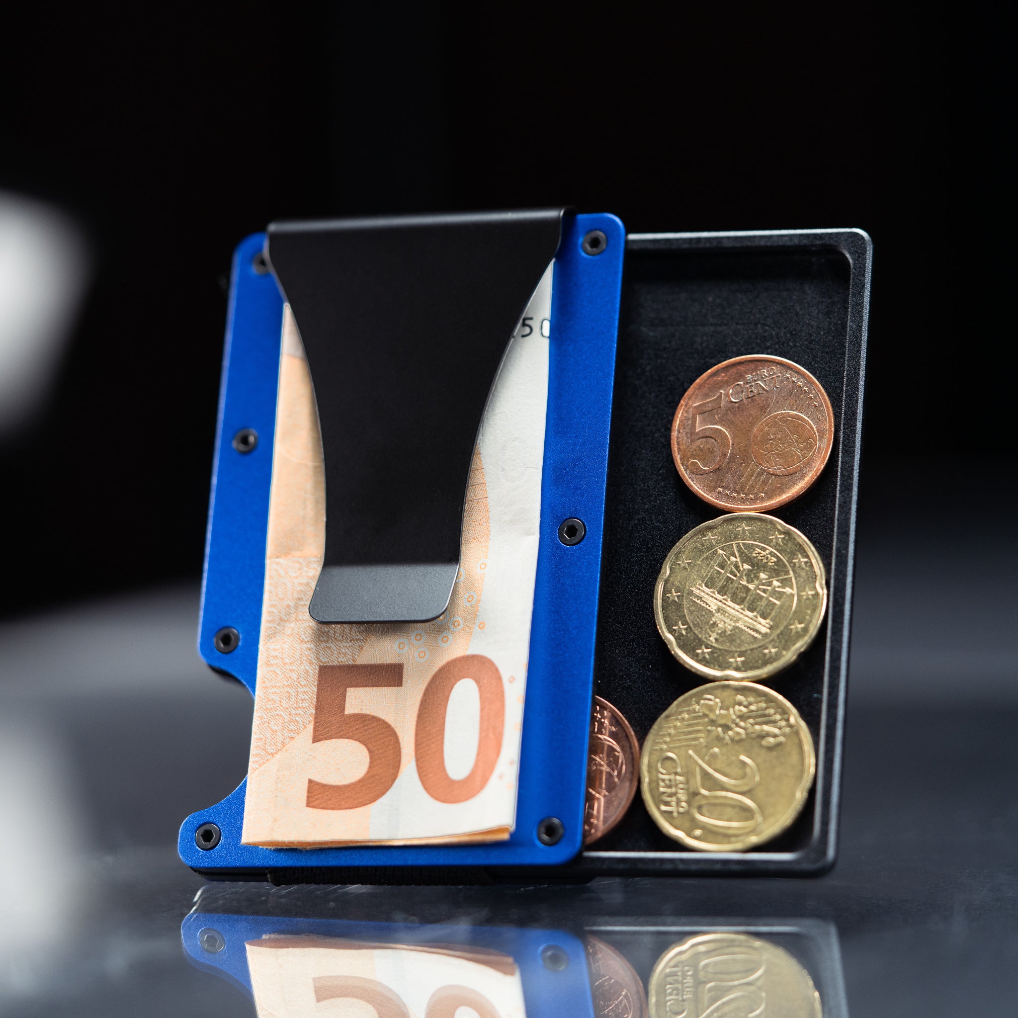 07eins Slim Wallet Kartenhalter mit Münzfach und Geldklammer, Brieftas