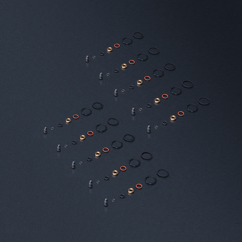 07eins PDE-pakningssæt eller reparationssæt til 10-cylindrede dieselmotorer med pumpe-injektor-enhed Pakningssættet indeholder alle de pakninger, der skal udskiftes ved afmontering og montering af PD-elementerne. Der medfølger også en ny tap (antal skal vælges).