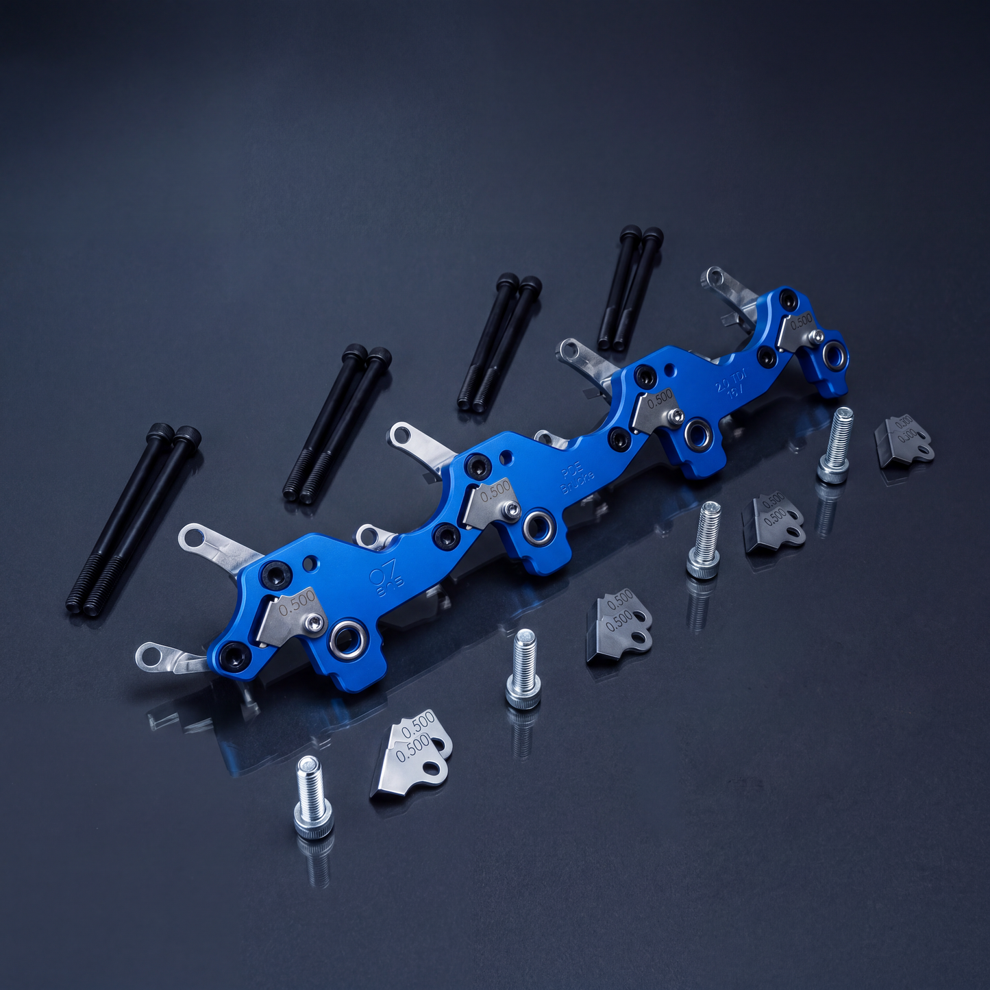 Original 07eins 16V PDE-Brücke Ultimate-Set für 2.0 TDI 16V mit Bosch-PDEs: 16V PDE-Brücke, Montage-Set, original VW Leitungssatz (modifiziert) & 4× verstärkte VITON-Dichtungen.