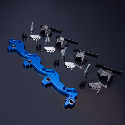 Original 07eins 16V PDE-Brücke Ultimate-Set für 2.0 TDI 16V mit Bosch-PDEs: 16V PDE-Brücke, Montage-Set, original VW Leitungssatz (modifiziert) & 4× verstärkte VITON-Dichtungen.