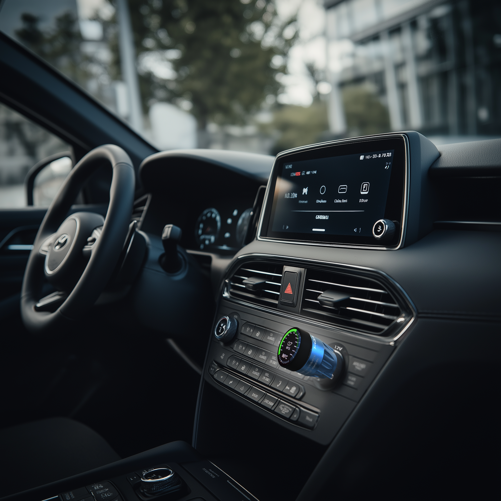 OILMETRIC Monitoring de l'huile Plug & Play avec écran tactile pour prise de bord : bleu cobalt dans l'habitacle