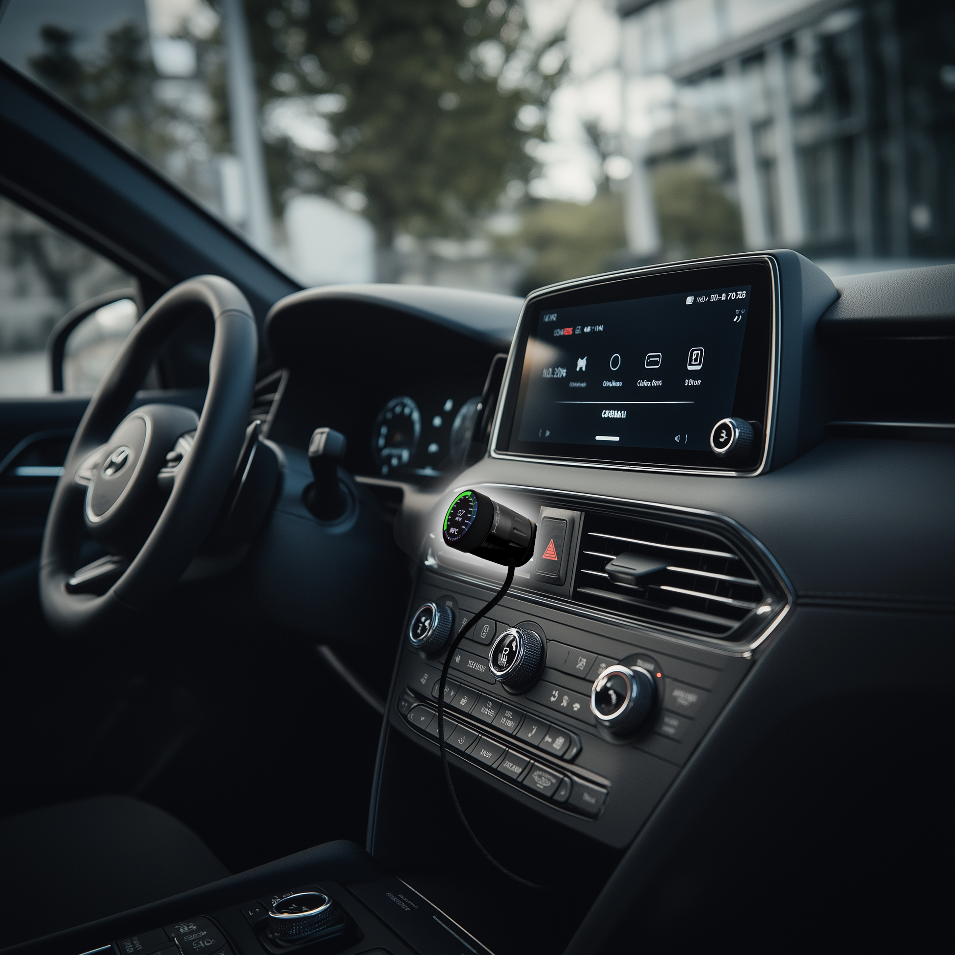 OILMETRIC Surveillance de l'huile Plug & Play avec écran tactile avec clip pour grille d'aération : Noir carbone dans l'habitacle