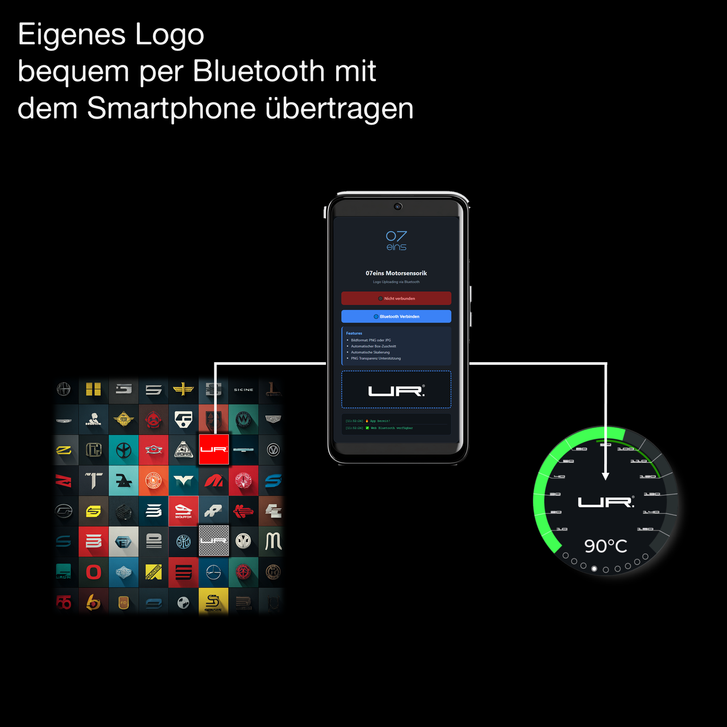 OILMETRIC Monitoring de l'huile Affichage de son propre logo transmis facilement par Bluetooth avec le smartphone