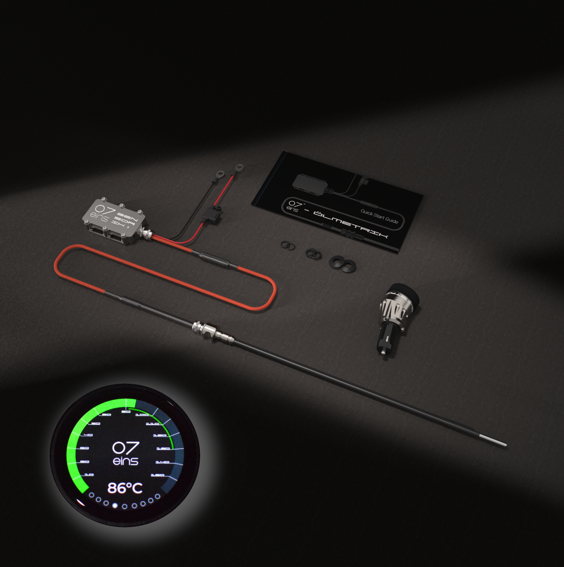 OILMETRIC Moniteur d'huile D2 pour prise de bord en argent titane : Contenu de l'emballage