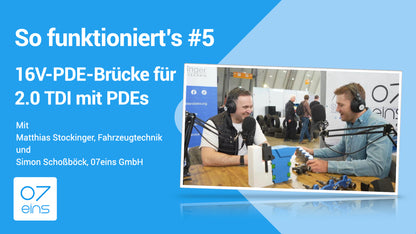 16V PDE-Brücke: Auch bei doppelt verschraubten BOSCH-PDEs kann es zu Bewegungen, Einlaufspuren und Problemen kommen. Das kann sich schleichend entwickeln und im Alltag zunächst unauffällig bleiben. Genau deshalb war für viele betroffene 16V-TDI-Motoren bisher keine echte PDE-Lösung verfügbar.

Mit der 16V-PDE-Brücke hat 07eins dafür eine eigene, neu entwickelte Lösung geschaffen:
▶️ speziell für 16V TDI-Motoren mit doppelt verschraubten BOSCH-PDEs
▶️ nicht geeignet für Siemens-Injektoren/PDEs