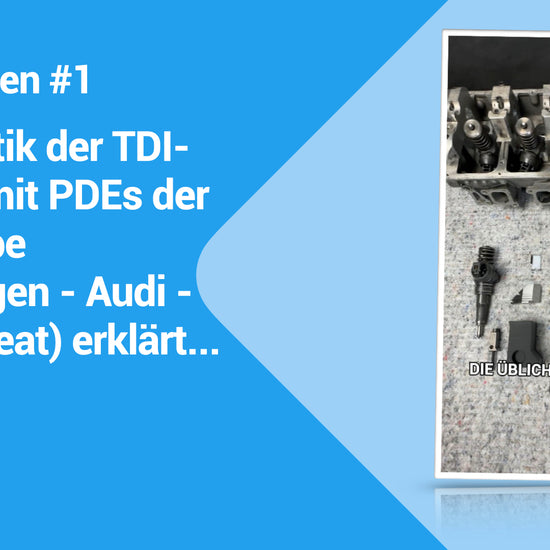 Das Problem: Bewegliche PDEs trotz festem Halter bei TDI-Motoren von Volkswagen, Audi, SEAT und Skoda der Baujahre 1998 bis 2010.

Anhand vergrößerter Musterteile wird gezeigt, wie der originale Halteschuh beim Pumpe-Düse-System kippt, den Injektor seitlich verschiebt und dadurch Einlaufspuren im Aluminium-Zylinderkopf verursacht. Sobald die Dichtung dort keinen Kontakt mehr zur Wand hat, kann Diesel aus dem Rücklaufbereich in den freien Zylinderkopf und damit direkt in den Ölkreislauf gelangen.