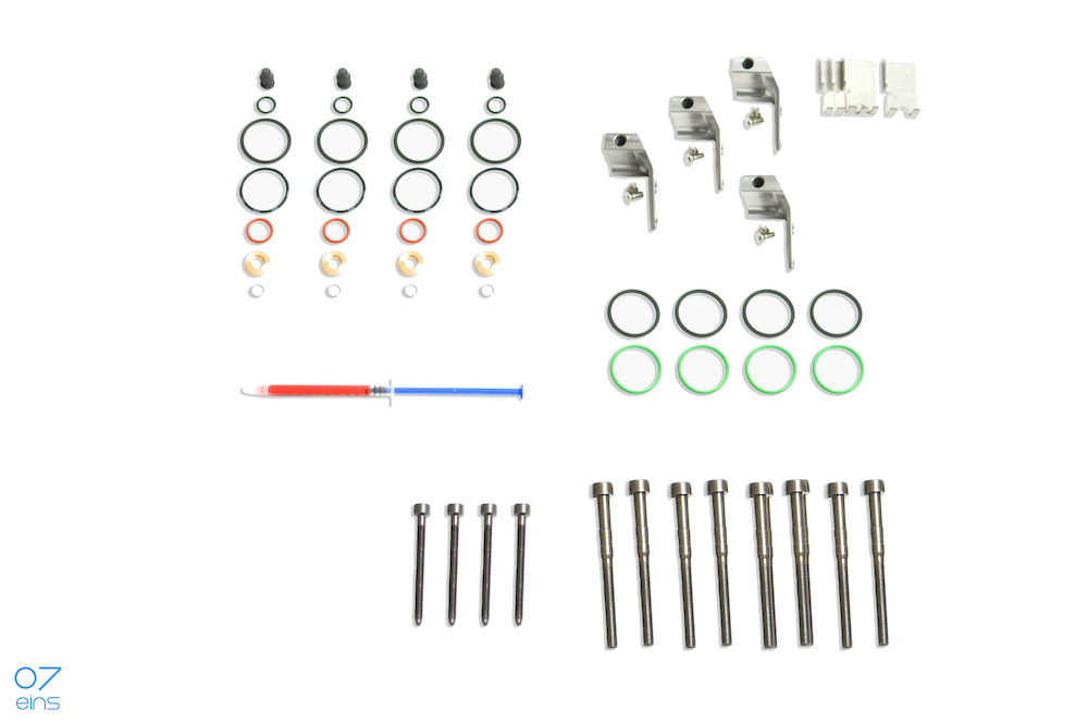Komplett-Set: ORIGINAL PDE-Korpushalter (4-Zylinder) + VITON-Dichtungen + PDE-Montagesatz