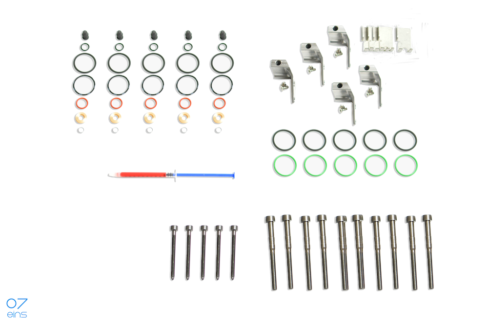 Komplett-Set: ORIGINAL PDE-Korpushalter (5-Zylinder) + VITON-Dichtungen + PDE-Montagesatz