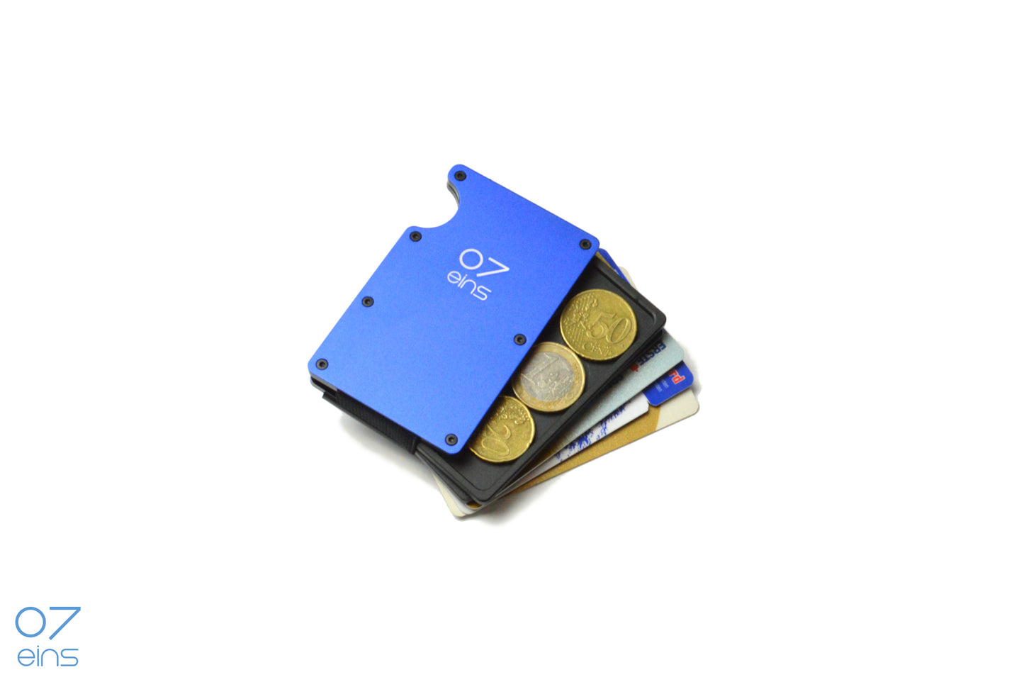 07eins Slim Wallet Kartenhalter mit Münzfach und Geldklammer, Brieftasche klein mit RFID Blocker